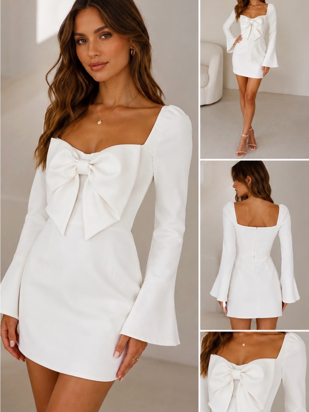 Bardot White Bow Front Mini Dress NWT Size Small US 4
